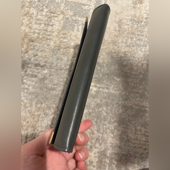 VTG Princess Gardner Cowhide Black Leather Trifold Kiss Lock Wallet Gold Metal - Picture 7 of 11